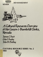 Cover of: A cultural resources overview of the Carson and Humboldt Sinks, Nevada
