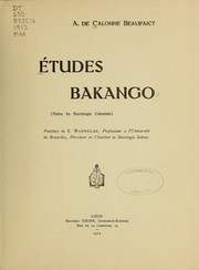 Cover of: Études Bakango by Adolphe de Calonne-Beaufaict