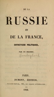 Cover of: De la Russie et de la France