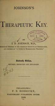 Johnson's therapeutic key by Isaac D. Johnson