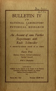 Cover of: An account of some further experiments with Rudi Schneider by Harry Price