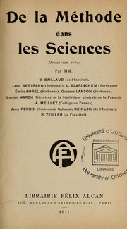 Cover of: De la méthode dans les sciences