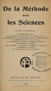 Cover of: De la méthode dans les sciences