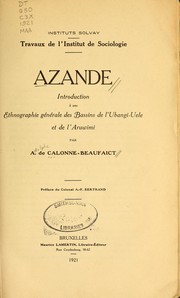 Cover of: Azande: introduction à une ethnographie générale des bassins de l'Ubangi-Uele et de l'Aruwimi