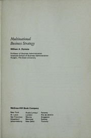 Cover of: Multinational business strategy by William A. Dymsza
