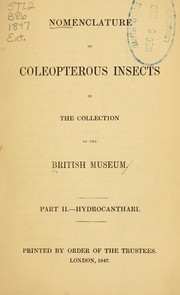 Cover of: Nomenclature of coleopterous insects in the collection of the British Museum by British Museum, British Museum