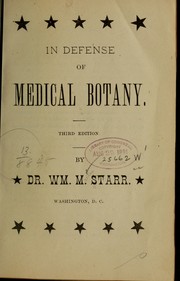 Cover of: In defense of medical botany.