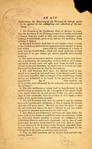Cover of: An act authorizing the Secretary of the Treasury to borrow specie to be applied to the redemption and reduction of the currency. by Confederate States of America