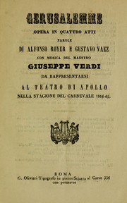 Cover of: Gerusalemme: opera in quattro atti