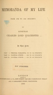 Cover of: Memoranda of my life from 1798 to 1859 inclusive