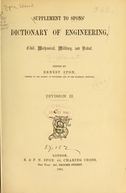Cover of: Supplement to Spons ̓dictionary of engineering, civil, mechanical, military, and naval
