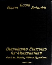 Cover of: Quantitative concepts for management: decision making without algorithms