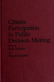 Cover of: Citizen participation in public decision making