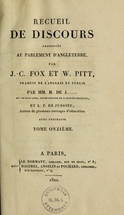 Cover of: Recueil de discours prononcés au Parlement d'Angleterre \