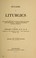 Cover of: Outlines of liturgics, on the basis of Harnack in Zöckler's Handbuch der theologischen wissenschaften