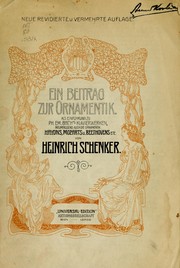 Cover of: Ein Beitrag zur Ornamentik by Heinrich Schenker