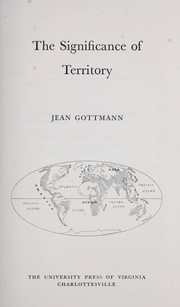 The significance of territory by Jean Gottmann