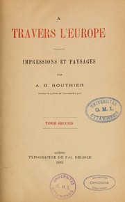 Cover of: A travers l'Europe: impressions et paysages