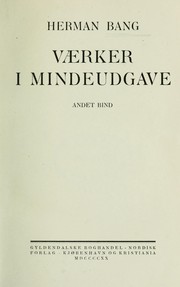 Cover of: Vaerker i mindeudgave