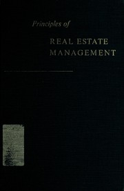 Cover of: Principles of real estate management