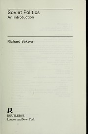 Cover of: Soviet politics by Sakwa, Richard.