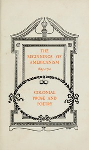 Cover of: Colonial prose and poetry by William Peterfield Trent