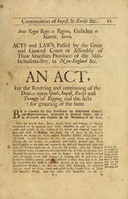 Cover of: Acts and laws, passed by the Great and General Court or Assembly of their Majesties Province of the Massachusetts-Bay in New-England: convened and held at Boston on Wednesday the thirtieth of May 1694