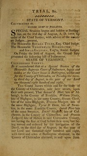 Cover of: The trial of Cyrus B. Dean, for the murder of Jonathan Ormsby and Asa Marsh, before the Supreme Court of Judicature of the state of Vermont, at their special sessions [sic] begun and holden at Burlington, Chittenden County, on the 23rd of August, A.D. 1808