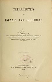 Cover of: Therapeutics of infancy and childhood.