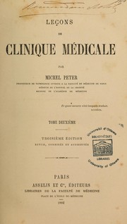 Cover of: Leçons de clinique médicale by Charles-Félix Michel Peter