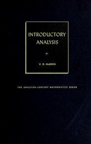 Cover of: Introductory analysis. by Vincent Owen McBrien