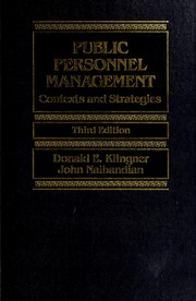 Cover of: Public personnel management: contexts and strategies