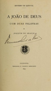 Cover of: A João de Deus by Antero de Quental
