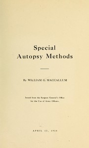 Cover of: Special autopsy methods