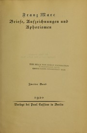 Cover of: Briefe, Aufzeichnungen und Aphorismen