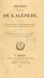 Cover of: Oeuvres du comte de Lacépède by Bernard Germain de Lacépède