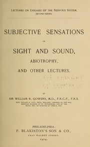 Cover of: Subjective sensations of sight and sound, abiotrophy