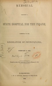 Cover of: Memorial soliciting a state hospital for the insane