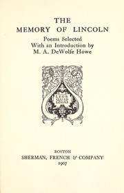 Cover of: The memory of Lincoln: poems