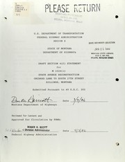 Cover of: Draft section 4(f) statement for M 1024(1), State Avenue reconstruction, Orchard Lane to South 27th Street, Billings, Montana: submitted pursuant to 49 U.S.C. 303