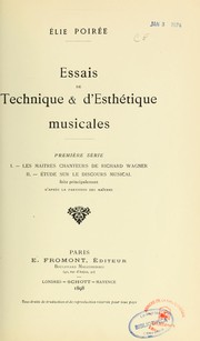 Cover of: Essais de technique & d'esthétique musicales ...