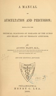 Cover of: A manual of auscultation and percussion