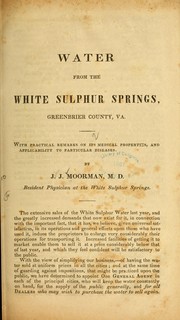 Cover of: Water from the White Sulphur Springs, Greenbrier county, Va