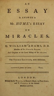 Cover of: An essay in answer to Mr. Hume's essay on miracles