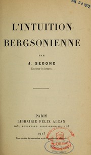 Cover of: L' intuition bergsonienne