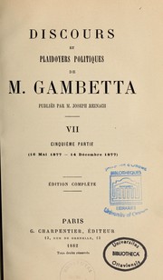 Cover of: Discours et plaidoyers politiques de M. Gambetta by Léon Gambetta
