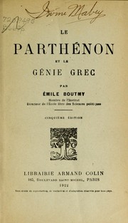 Cover of: Le Parthénon et le génie grec
