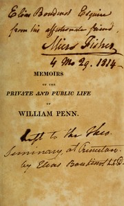 Cover of: Memoirs of the private and public life of William Penn by Thomas Clarkson