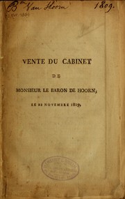 Cover of: Catalogue des objets rares et pr©♭cieux ... provenant du cabinet de feu M. le Baron P.N. de Hoorn van Vlooswyck
