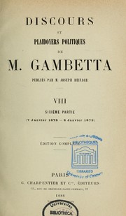 Cover of: Discours et plaidoyers politiques de M. Gambetta